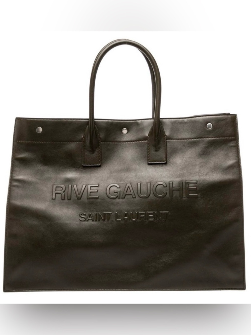 Saint Laurent Green Rive Gauche Leather Tote